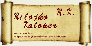 Milojko Kaloper vizit kartica